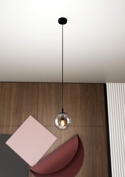 Luster na lanku COSMO 1xE14/10W/230V pr. 14 cm čierna/šedá