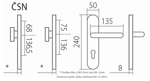 Bezpečnostné kovanie TWIN HARMONIA HTSI DEF (CM), Koule/klika, Otvor na cylindrickú vložku PZ, Twin CM (čierny mat), 72 mm