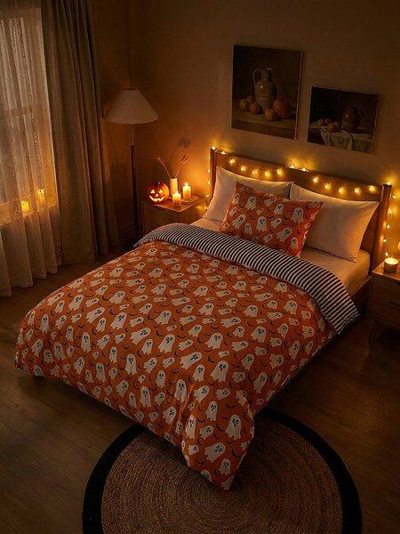 Sinsay - Súprava posteľnej bielizne s halloweenskym motívom - oranžová