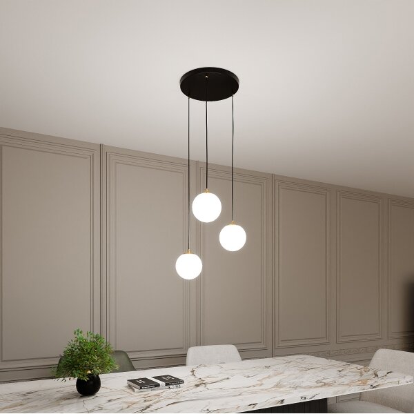 Luster na lanku ROYAL 3xE14/10W/230V pr. 30 cm čierna