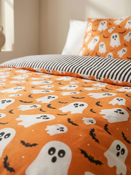 Sinsay - Súprava posteľnej bielizne s halloweenskym motívom - oranžová