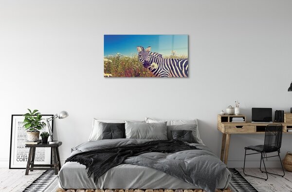Sklenený obraz zebra kvety 100x50 cm 2 Prívesky