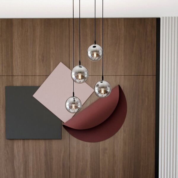 Luster na lanku COSMO 4xE14/10W/230V pr. 40 cm čierna/šedá
