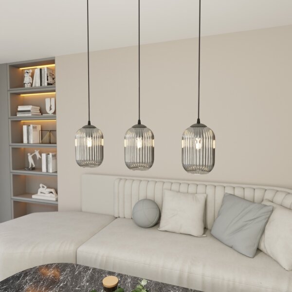 Luster na lanku VERDI 3xE27/15W/230V čierna/šedá