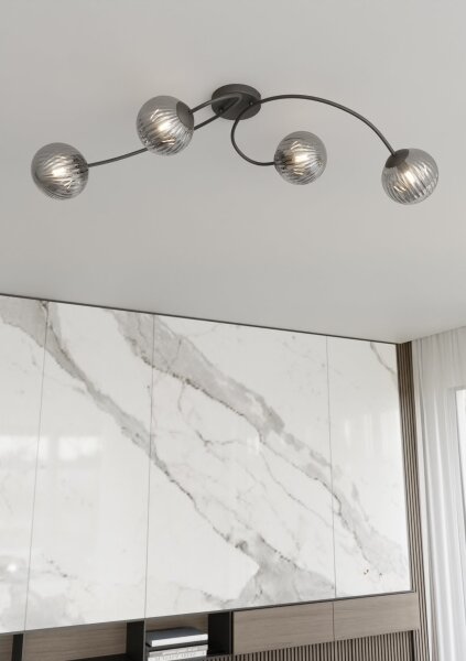 Prisadený luster VIBRA 4xE14/10W/230V čierna/šedá