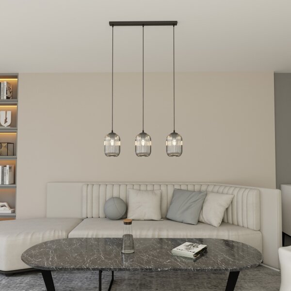 Luster na lanku VERDI 3xE27/15W/230V čierna/šedá
