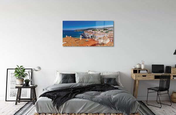 Sklenený obraz Španielsko Mesto hory mora 100x50 cm 2 Prívesky