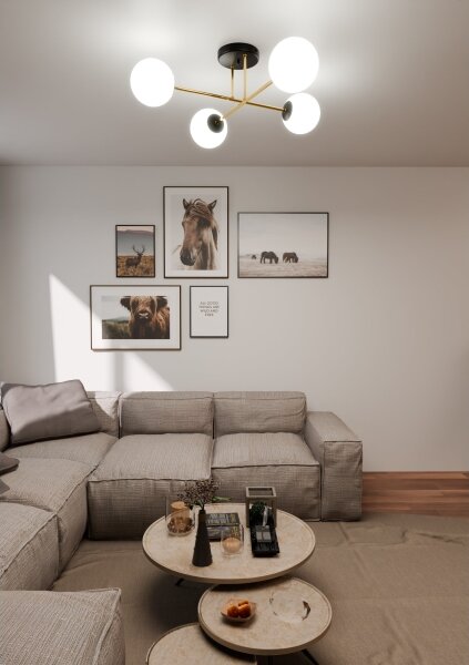Luster na tyči MAGNUM 4xE14/10W/230V biela/zlatá/čierna