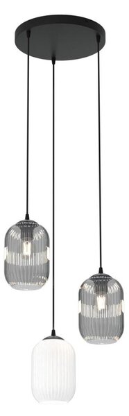 Luster na lanku VERDI 3xE27/15W/230V pr. 30 cm čierna/šedá/biela