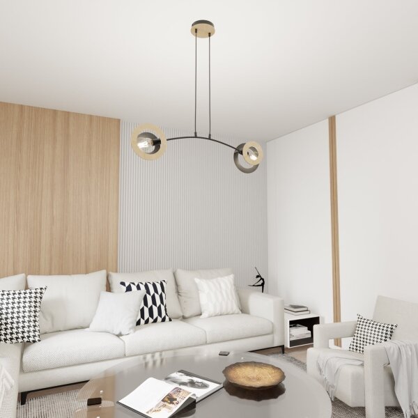 Luster na lanku SKIVA 2xE27/15W/230V čierna/béžová