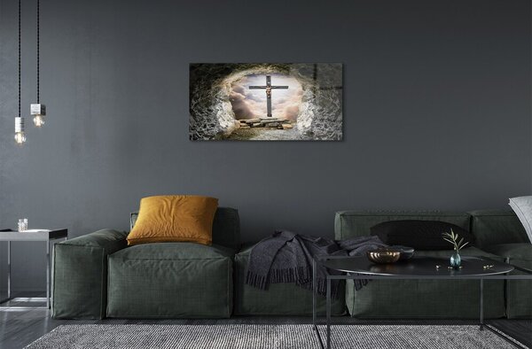 Sklenený obraz Cave ľahký cross Jesus 100x50 cm 2 Prívesky