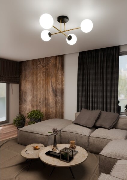 Luster na tyči MAGNUM 4xE14/10W/230V biela/zlatá/čierna