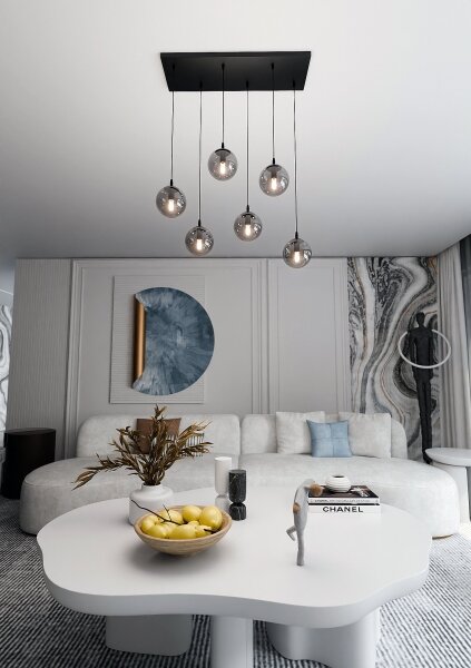 Luster na lanku COSMO 6xE14/10W/230V čierna/šedá