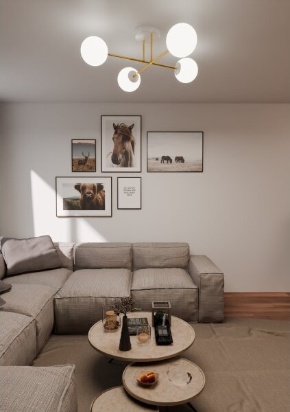 Luster na tyči MAGNUM 4xE14/10W/230V biela/zlatá