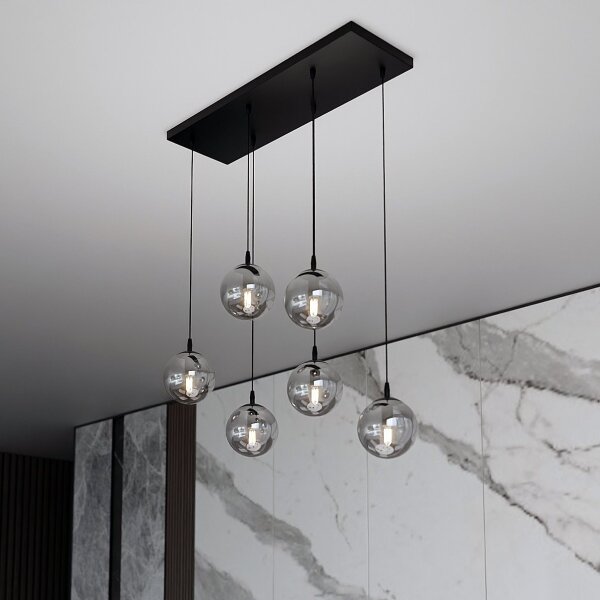 Luster na lanku COSMO 6xE14/10W/230V čierna/šedá