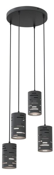 Luster na lanku TANK 4xE27/15W/230V pr. 36 cm čierna