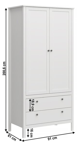 KONDELA Skriňa 2D2S, biela, OLJE