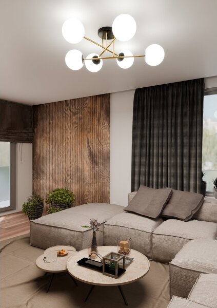 Luster na tyči MAGNUM 6xE14/10W/230V biela/zlatá/čierna
