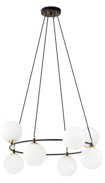 Luster na lanku AZURA 8xE14/10W/230V čierna/biela