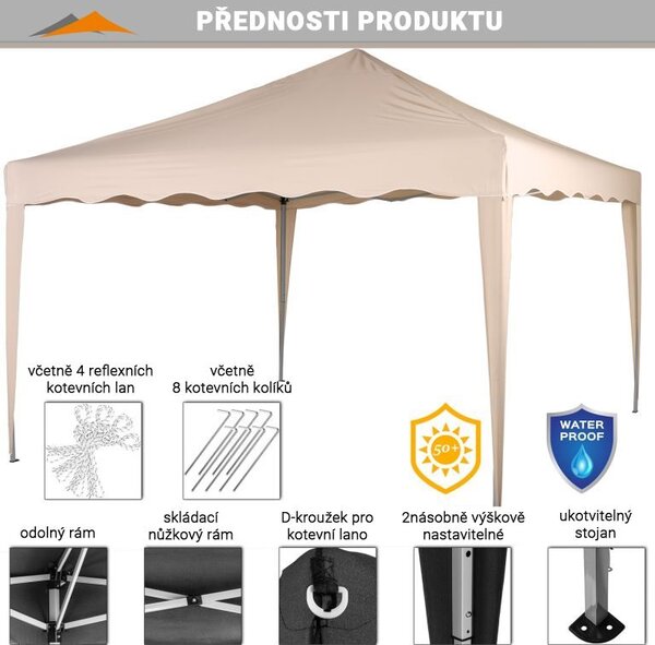 INSTENT BASIC záhradný párty stan - 3 x 3 m, béžový