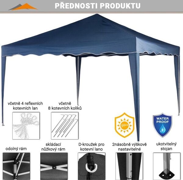 INSTENT BASIC záhradný párty stan - 3 x 3 m, modrý