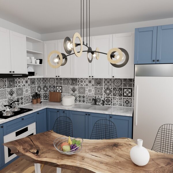 Luster na lanku SKIVA 4xE27/15W/230V čierna/béžová
