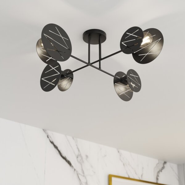 Luster na tyči FRICK 4xE27/15W/230V čierna