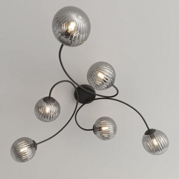 Prisadený luster VIBRA 6xE14/10W/230V čierna/šedá