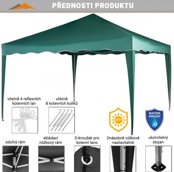 INSTENT BASIC záhradný párty stan - 3 x 3 m, zelený
