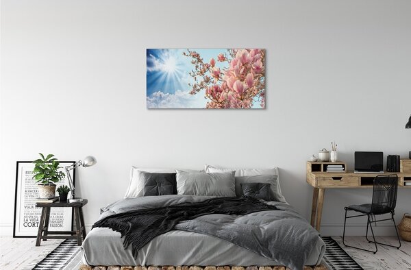 Sklenený obraz Magnólie neba slnko 100x50 cm 2 Prívesky