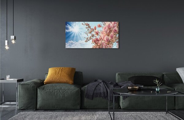 Sklenený obraz Magnólie neba slnko 100x50 cm 2 Prívesky