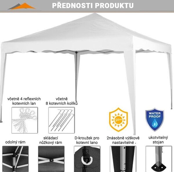 INSTENT BASIC záhradný párty stan - 3 x 3 m, biely