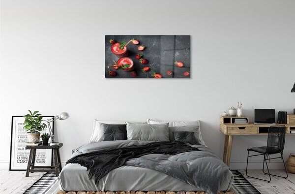 Obraz na skle jahodový koktail 100x50 cm 2 Prívesky