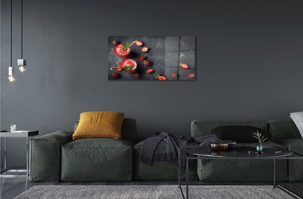 Obraz na skle jahodový koktail 100x50 cm 2 Prívesky