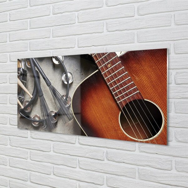 Obraz na skle Gitara Mikrofón tyčinky 100x50 cm 2 Prívesky