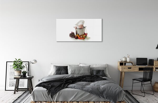 Obraz na skle Dieťa lyžičkou hrniec 100x50 cm 2 Prívesky