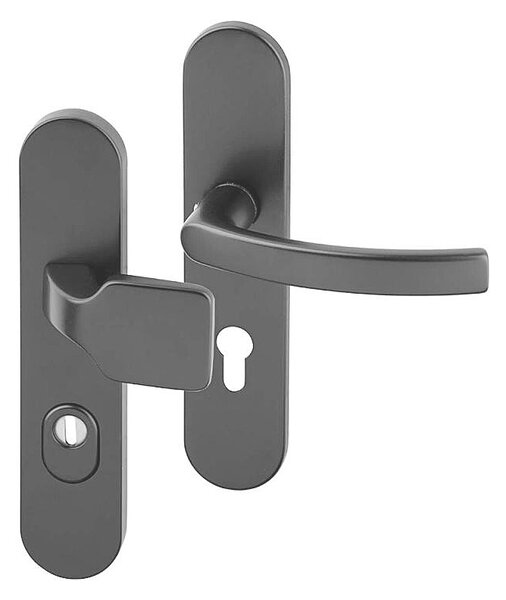Bezpečnostné kovanie ACT Viking Plus (černá), kľučka-kľučka, Otvor na cylindrickú vložku PZ, AC-T Č (čierna), 72 mm