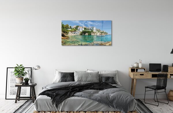 Sklenený obraz Grécko Sea mestského života 100x50 cm 2 Prívesky