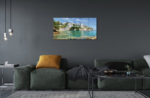 Sklenený obraz Grécko Sea mestského života 100x50 cm 2 Prívesky