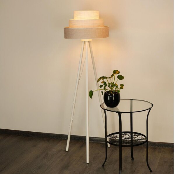 Brilagi - Stojacia lampa ALASKA LUNETA 1xE27/15W/230V šedá/krémová