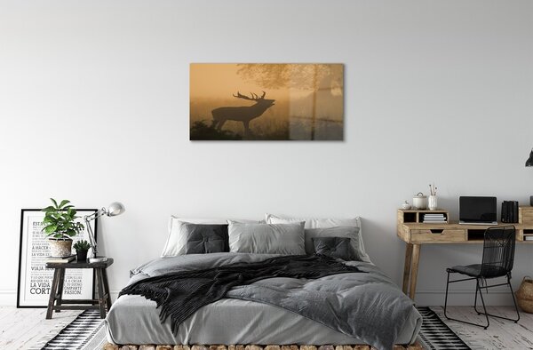 Sklenený obraz jeleň sunrise 100x50 cm 2 Prívesky