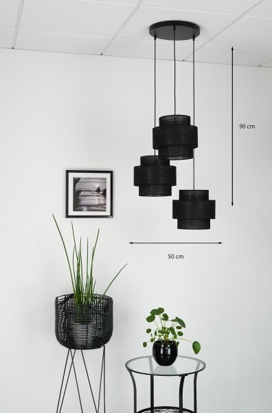 Brilagi - Luster na lanku SPACE YUTE 3xE27/15W/230V čierna
