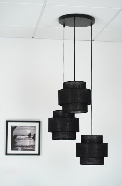 Brilagi - Luster na lanku SPACE YUTE 3xE27/15W/230V čierna