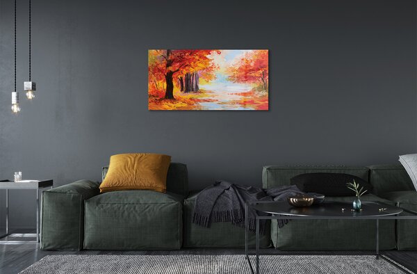 Obraz na skle Jesenné lístie stromu 100x50 cm 2 Prívesky