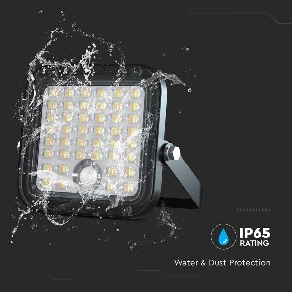 LED stmievateľný solárny reflektor so senzorom LED/10W/3,7V 4000/6000K IP65 + DO