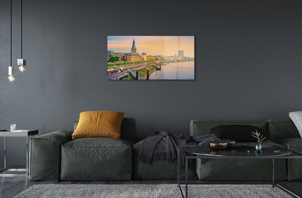 Sklenený obraz Nemecko Sunrise River 100x50 cm 2 Prívesky