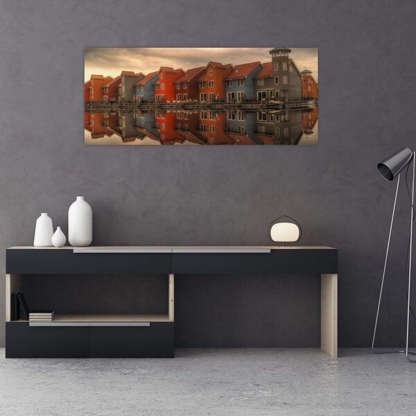 Obraz farebných domčekov (120x50 cm)