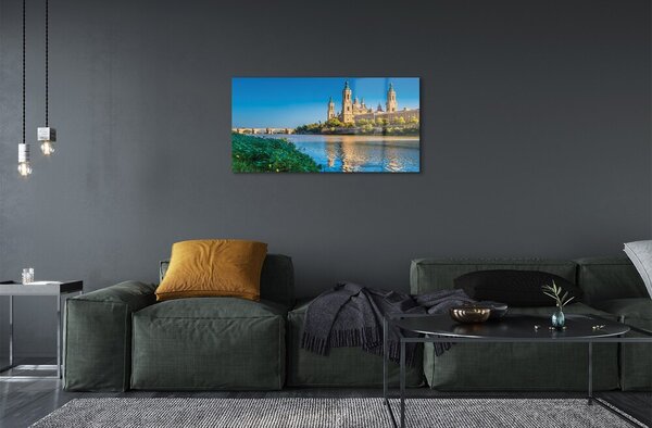 Sklenený obraz Španielsko Katedrála rieky 100x50 cm 2 Prívesky