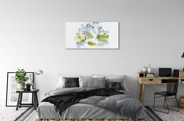 Obraz na skle Voda jablko nakrájaný 100x50 cm 2 Prívesky