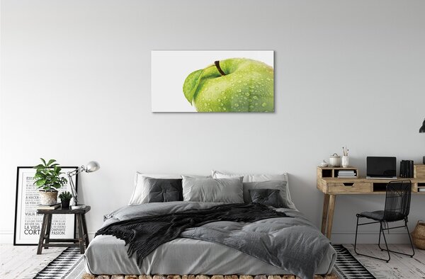 Obraz na skle Jablko zelená vodné kvapky 100x50 cm 2 Prívesky